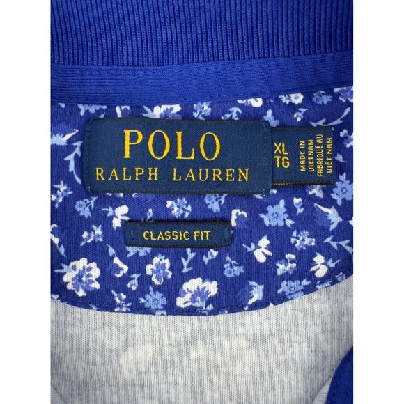 Polo Ralph Lauren Men Classic Fit Floral Print Polo Shirt Blue XL - Picture 3 of 7